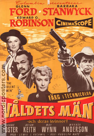 Våldets män 1954 poster Glenn Ford Edward G Robinson Barbara Stanwyck Dianne Foster Rudolph Maté