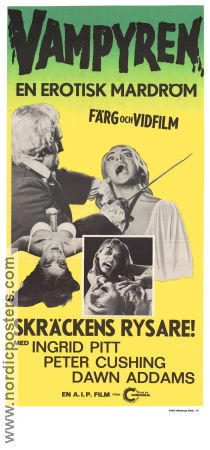 Vampyren en erotisk mardröm 1970 poster Ingrid Pitt Peter Cushing Roy Ward Baker Filmbolag: Hammer Films