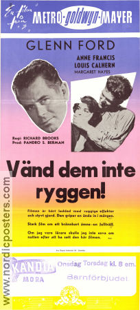 Vänd dem inte ryggen 1955 poster Glenn Ford Anne Francis Sidney Poitier Richard Brooks Rock och pop