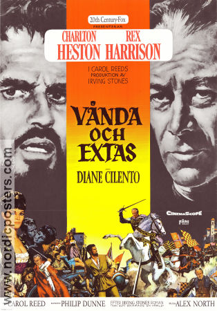 Vånda och extas 1965 poster Charlton Heston Rex Harrison Carol Reed Svärd och sandal