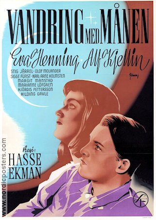 Vandring med månen 1945 poster Eva Henning Alf Kjellin Stig Järrel Hasse Ekman Romantik