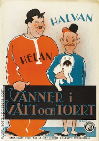 Vänner i vått och torrt 1930 poster Laurel and Hardy Helan och Halvan