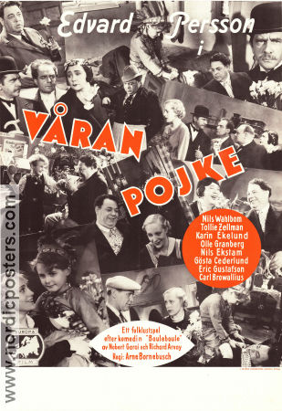 Våran pojke 1936 poster Edvard Persson Tollie Zellman Nils Ekstam Arne Bornebusch Barn