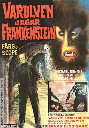 Varulven jagar Frankenstein 1968 poster Michael Rennie Affischkonstnär: Walter Bjorne