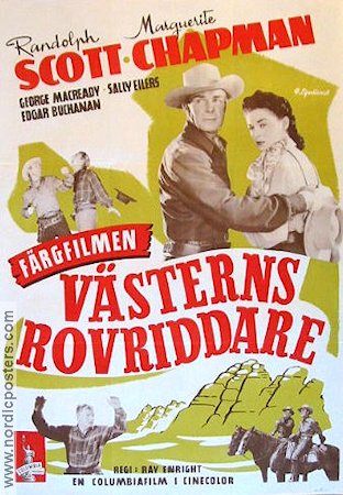 Västerns rovriddare 1947 poster Randolph Scott Marguerite Chapman George Macready Ray Enright