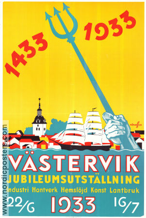 Västervik 1433-1933 jubileumsutställning 1933 affisch Affischkonstnär: Gunnar Håkansson
