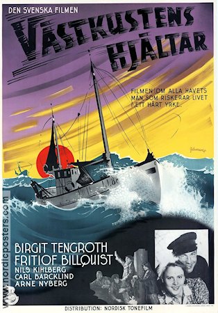 Västkustens hjältar 1940 poster Birgit Tengroth Fritiof Billquist