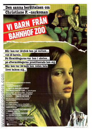 Vi barn från Bahnhof Zoo 1981 poster Natja Brunkhorst Eberhard Auriga Peggy Bussieck David Bowie Uli Edel Barn Kultfilmer