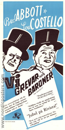 Vi grevar och baroner 1944 poster Abbott and Costello Bud Abbott Lou Costello Marion Hutton Jean Yarbrough