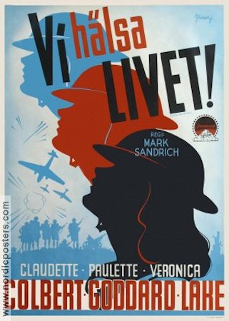 Vi hälsa livet 1943 poster Claudette Colbert Krig