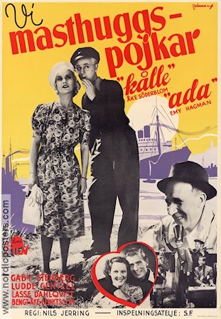 Vi masthuggspojkar 1940 poster Åke Söderblom Emy Hagman Ludde Gentzel