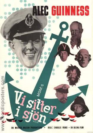 Vi sitter i sjön 1957 poster Alec Guinness Harry Locke Frederick Piper Charles Frend