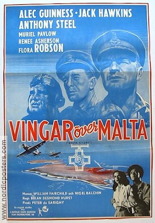 Vingar över Malta 1954 poster Alec Guinness Jack Hawkins Anthony Steel Flyg