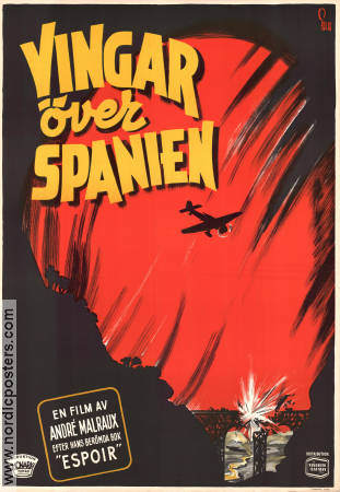 Vingar över Spanien 1945 poster Andrés Mejuto André Malraux Flyg Krig