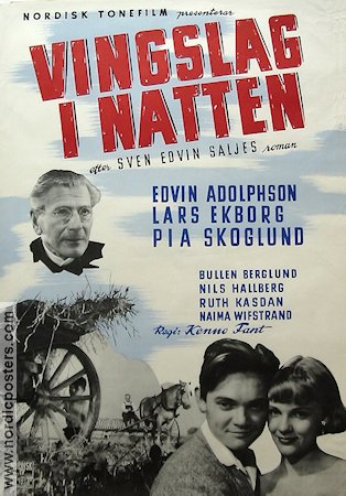Vingslag i natten 1953 poster Edvin Adolphson Lars Ekborg Pia Skoglund Nils Hallberg Kenne Fant Text: Sven Edvin Salje