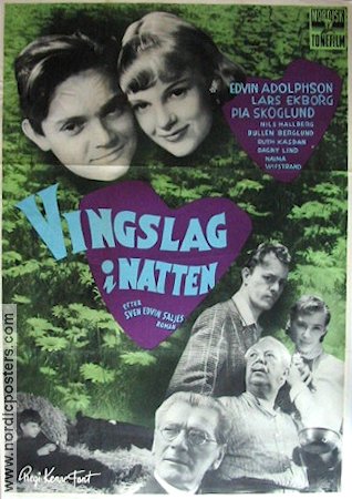 Vingslag i natten 1953 poster Edvin Adolphson Lars Ekborg Pia Skoglund Nils Hallberg Kenne Fant Text: Sven Edvin Salje