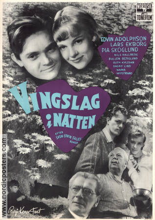 Vingslag i natten 1953 poster Edvin Adolphson Lars Ekborg Pia Skoglund Nils Hallberg Kenne Fant Text: Sven Edvin Salje