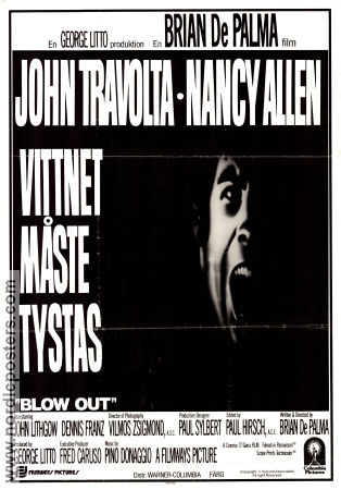 Vittnet måste tystas 1981 poster John Travolta Nancy Allen John Lithgow Brian De Palma