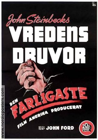 Vredens druvor 1940 poster Henry Fonda John Ford Text: John Steinbeck