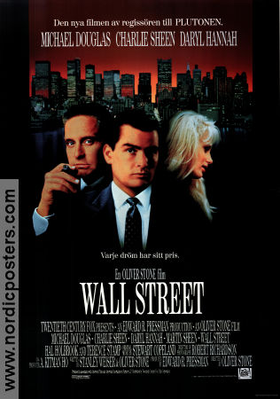 Wall Street 1987 poster Michael Douglas Charlie Sheen Daryl Hannah Oliver Stone Pengar