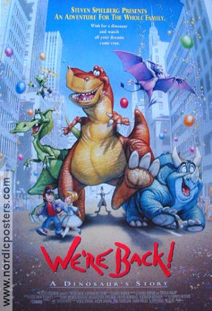 We´re Back! A Dinosaur´s Story 1993 poster John Goodman Phil Nibbelink Animerat Dinosaurier och drakar