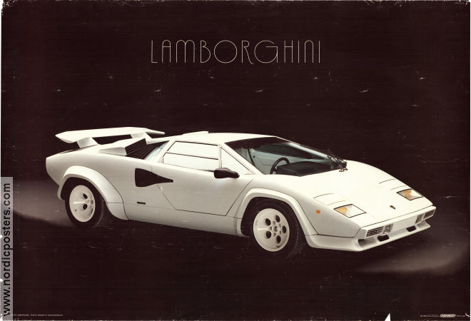 White Lamborghini Scandecor 1986 affisch Bilar och racing
