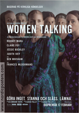 Women Talking 2022 poster Rooney Mara Claire Foy Jessie Buckley Sarah Polley