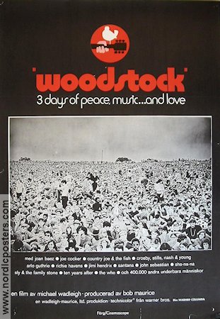 Woodstock 1970 poster Joan Baez Jimi Hendrix Michael Wadleigh Rock och pop