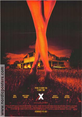 X 2022 poster Mia Goth Jenna Ortega Brittany Snow Ti West