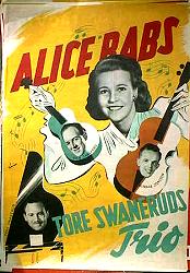 Alice Babs konsert-affisch 1949 affisch Alice Babs Tore Swaneruds Trio Instrument Jazz