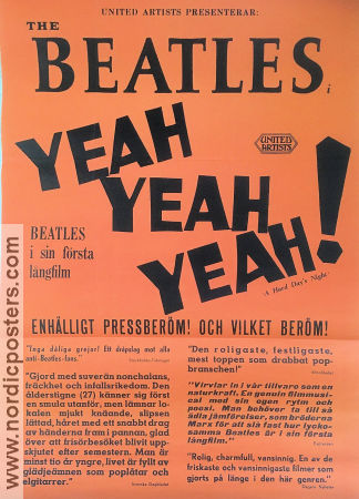 Yeah Yeah Yeah! 1964 poster Beatles John Lennon Paul McCartney Richard Lester Rock och pop Musikaler