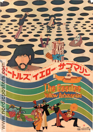 Yellow Submarine 1968 poster Beatles Paul McCartney George Harrison George Dunning Skepp och båtar Rock och pop Animerat