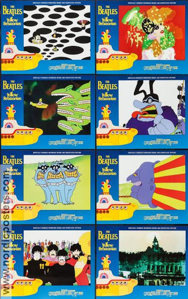 Yellow Submarine 1968 lobbykort Beatles Paul McCartney John Lennon George Dunning Skepp och båtar Rock och pop Animerat