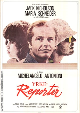 Yrke reporter 1975 poster Jack Nicholson Maria Schneider Jenny Runacre Michelangelo Antonioni