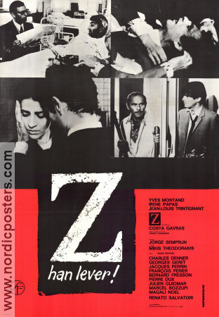 Z han lever 1969 poster Yves Montand Irene Papas Jean-Louis Trintignant Costa-Gavras