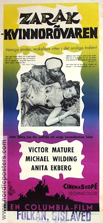 Zarak kvinnorövaren 1957 poster Anita Ekberg Victor Mature Svärd och sandal