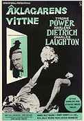 Åklagarens vittne 1958 poster Marlene Dietrich Tyrone Power Charles Laughton Billy Wilder Text: Agatha Christie