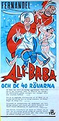 Ali-Baba och de 40 rövarna 1955 poster Fernandel Svärd och sandal