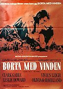 Borta med vinden 1939 poster Vivien Leigh Clark Gable Leslie Howard Olivia de Havilland Victor Fleming Text: Margaret Mitchell Romantik