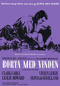 Borta med vinden 1939 poster Vivien Leigh Clark Gable Leslie Howard Olivia de Havilland Victor Fleming Text: Margaret Mitchell Romantik
