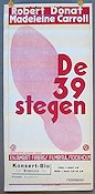 De 39 stegen 1935 poster Robert Donat Madeleine Carroll Alfred Hitchcock