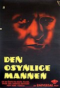 Den osynlige mannen 1933 poster Claude Rains Gloria Stuart James Whale Text: H G Wells