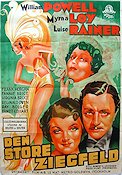 Den store Ziegfeld 1936 poster William Powell Myrna Loy Luise Rainer Robert Z Leonard Musikaler