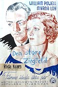 Den store Ziegfeld 1936 poster William Powell Myrna Loy Luise Rainer Robert Z Leonard Musikaler