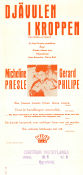 Djävulen i kroppen 1947 poster Micheline Presle Gérard Philipe Denise Grey Claude Autant-Lara