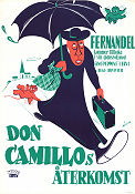 Don Camillos återkomst 1953 poster Fernandel Gino Cervi Arturo Bragaglia Julien Duvivier Religion