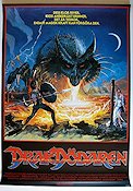 Drakdödaren 1983 poster Peter MacNicol Caitlin Clarke Ralph Richardson Matthew Robbins Dinosaurier och drakar