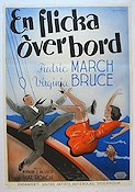 En flicka över bord 1939 poster Fredric March Virginia Bruce Skepp och båtar Eric Rohman art