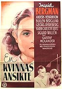 En kvinnas ansikte 1938 poster Ingrid Bergman Anders Henrikson Gustaf Molander Text: Gösta Stevens Eric Rohman art Medicin och sjukhus