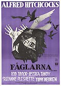 Fåglarna 1963 poster Rod Taylor Tippi Hedren Jessica Tandy Alfred Hitchcock Fåglar